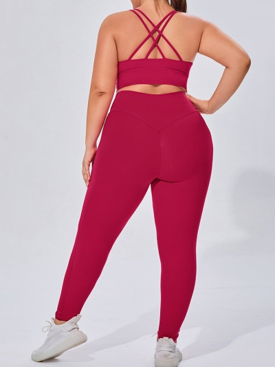 Seamless High Elastic Breathable Sports Bra and Leggings Two-Piece Fitness Set