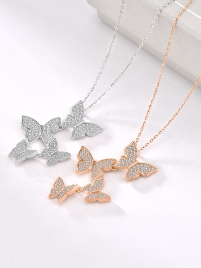 Sterling Silver Butterfly Kaleidoscope Necklace