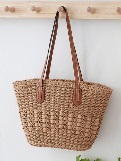 Women's Casual Fashion Beach Straw Tote Bag