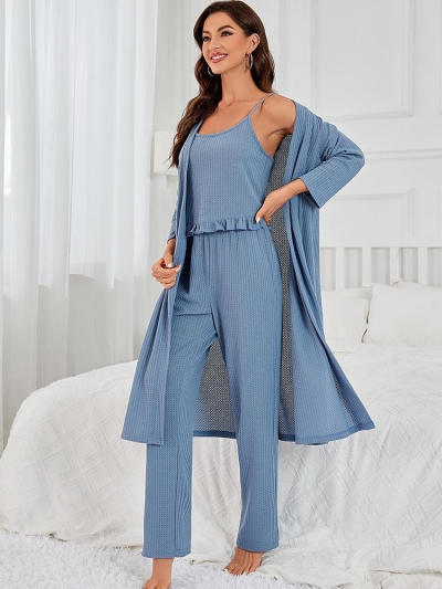Cozy 3-Piece Waffle Knit Pajama Set