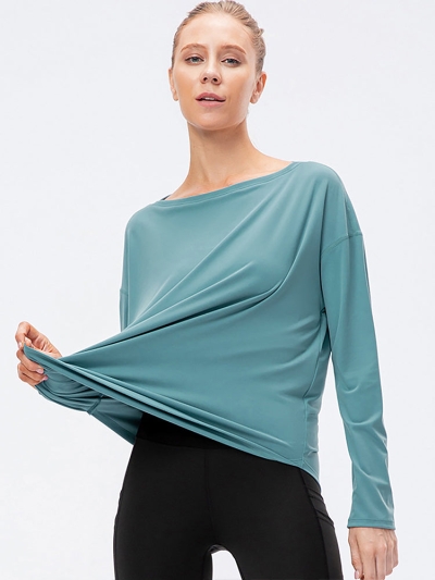 Off-Neck Relaxed Yoga Sports Top