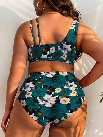 Sexy Floral Print Bikini Set - 2-Piece Open Back Swimsuit