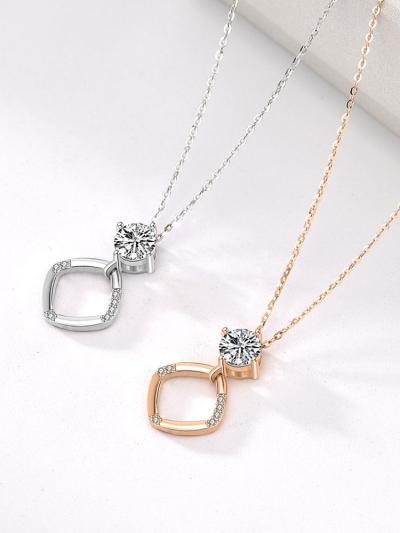 Sterling Silver Diamond Square Pendant