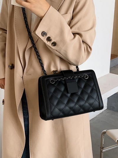 Vintage Versatile Solid Color Quilted Crossbody Bag