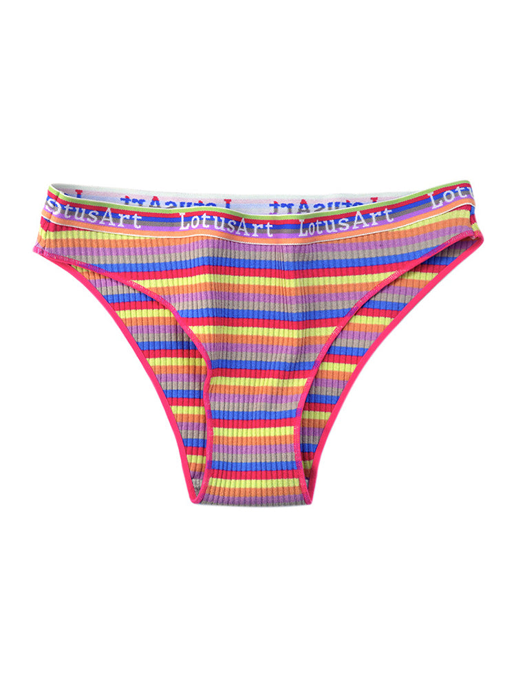 Colorful Striped Ribbed Cotton Briefs&nbsp;