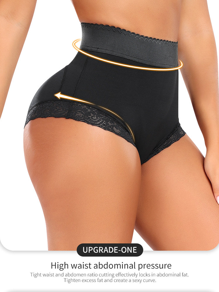 Lace Trim High-Waisted Sculpting Shorts