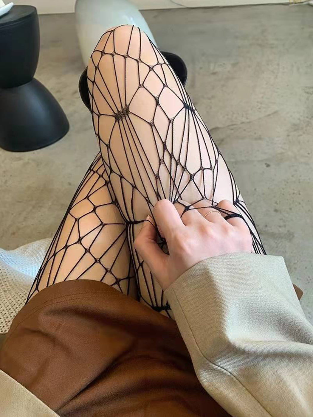Women's Sexy Fishnet Suspender Pantyhose with Hollow Irregular Holes