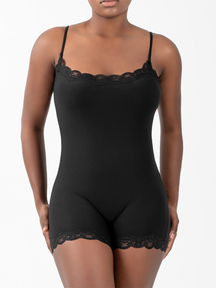 Lace Strap Bodysuit - Full-Coverage Yoga Sportswear