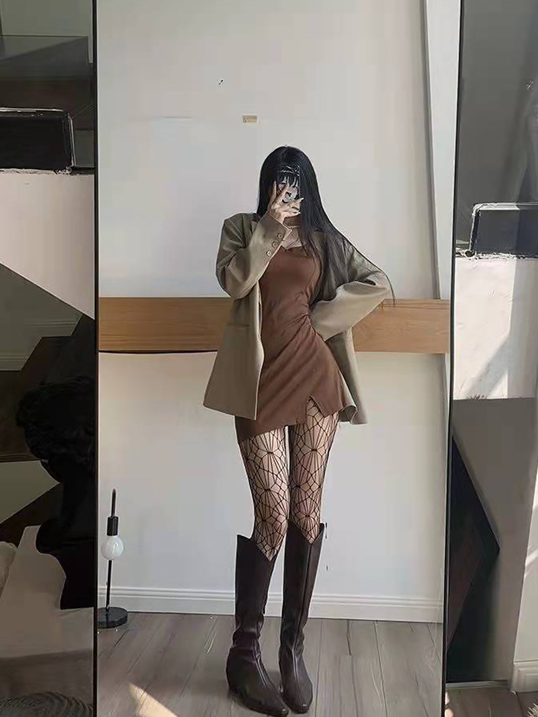 Women's Sexy Fishnet Suspender Pantyhose with Hollow Irregular Holes