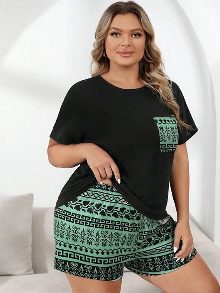 Women's Cute Casual Short-Sleeve and Shorts Pajama Set