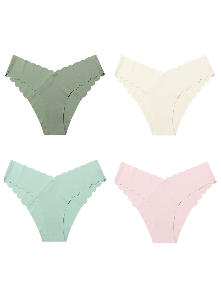 4-Pack Women's Seamless Scallop Edge Thong