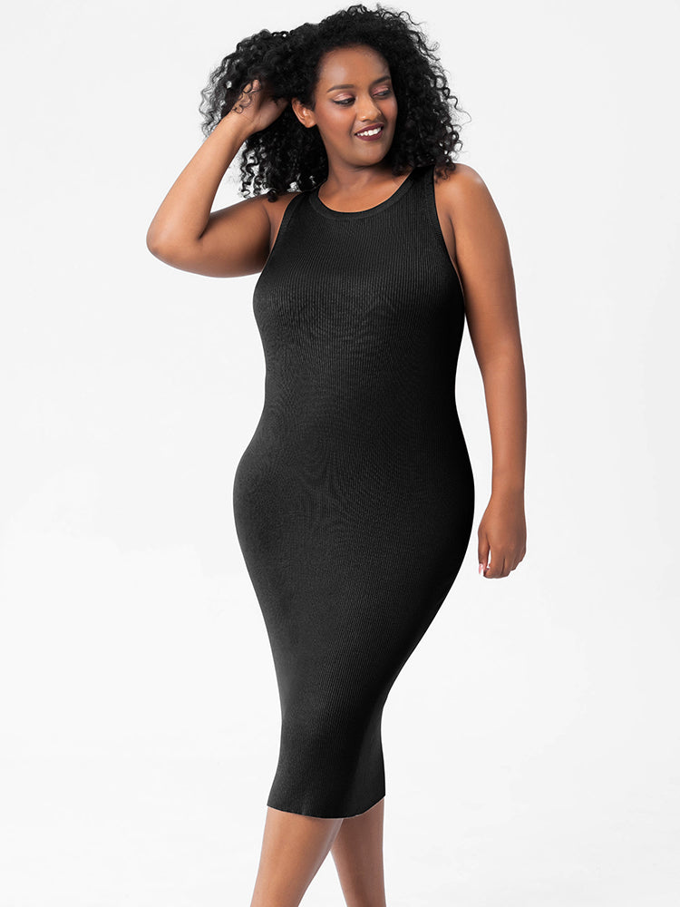 Round Neck Bottoming Skinny Long Wrap Skirt Dress