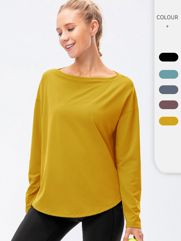 Off-Neck Relaxed Yoga Sports Top