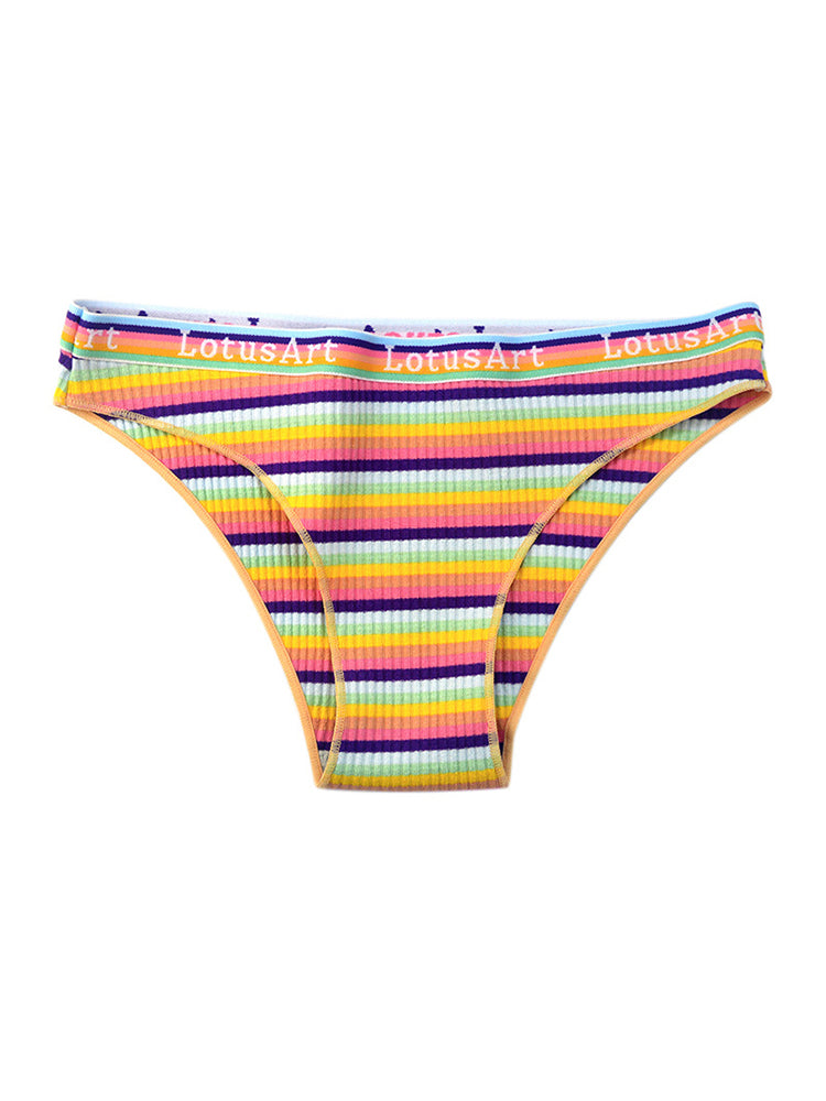 Colorful Striped Ribbed Cotton Briefs&nbsp;