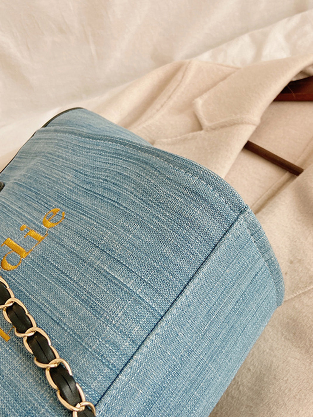 Trendy Denim Large-Capacity Tote Bag
