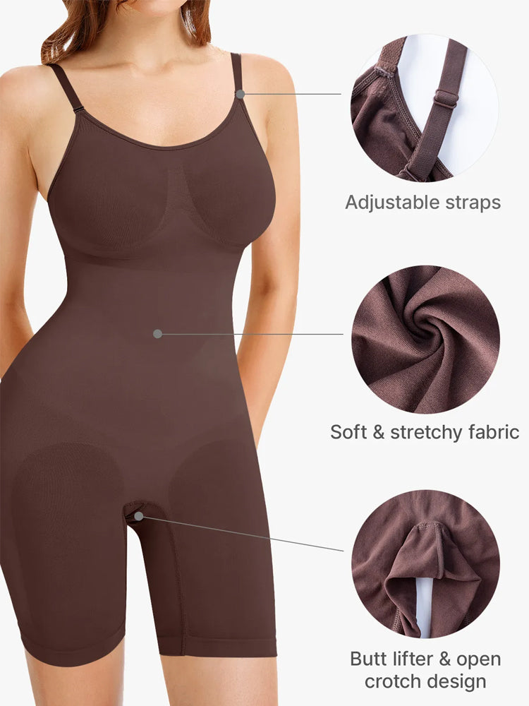 Tummy Control Faja Seamless Sculpting Bodysuit Mid Thigh Shapewear