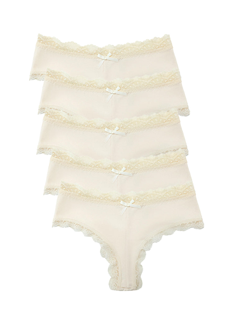 Sexy Lace Mid-Waist Bowknot Briefs