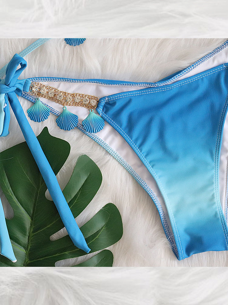 Women's Sexy Crisscross Bikini Set with Ombre Print