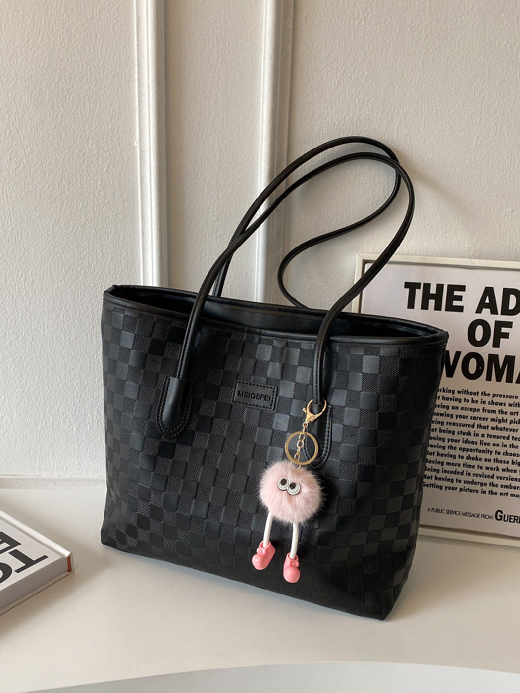 Stylish Shoulder Tote Bag With Bag Charm