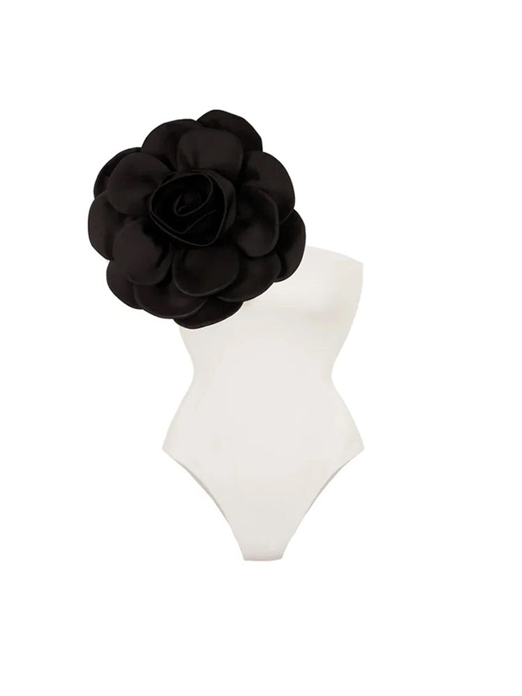 European Style One-Piece Swimsuit - 3D Floral Embroidery Swimwear