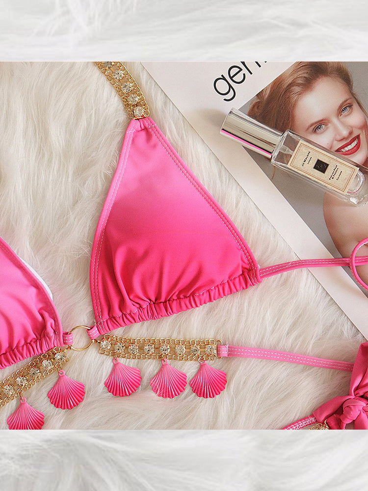 Women's Sexy Crisscross Bikini Set with Ombre Print