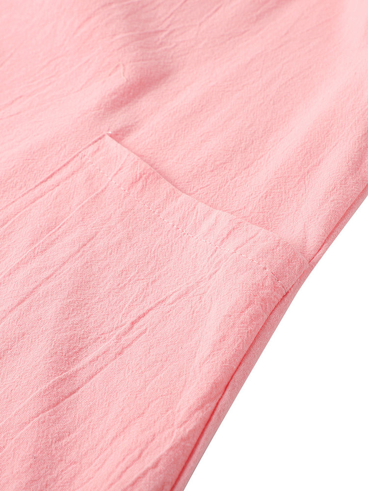 Vintage Short Sleeve V Neck Pockets Dresses