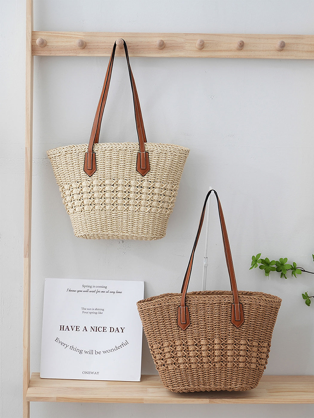 Women's Casual Fashion Beach Straw Tote Bag