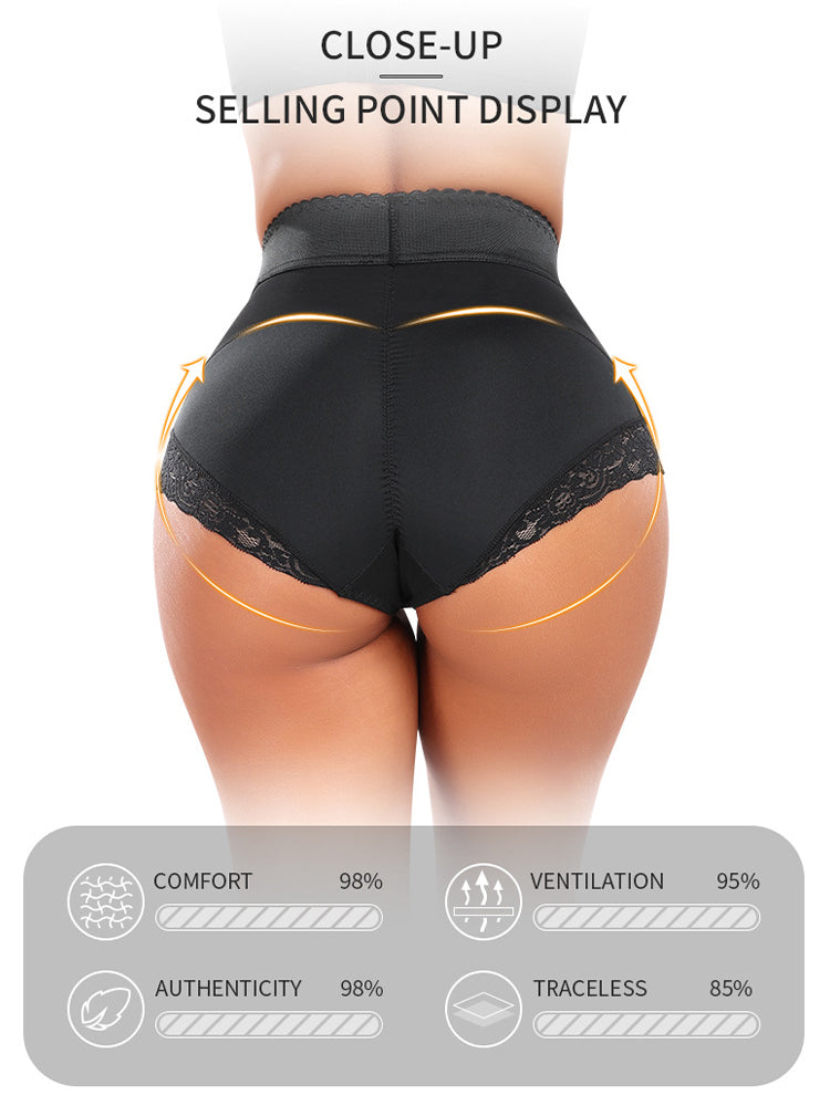 Lace Trim High-Waisted Sculpting Shorts