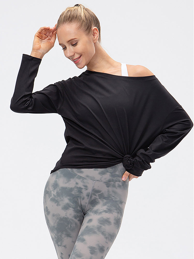 Off-Neck Relaxed Yoga Sports Top