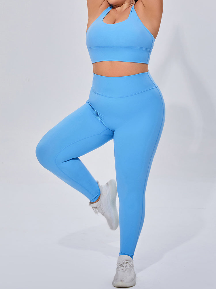 Seamless High Elastic Breathable Sports Bra and Leggings Two-Piece Fitness Set