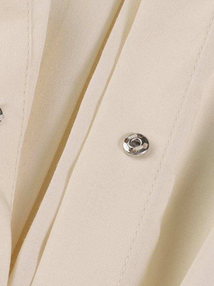 Solid Pocket Button Lapel Maxi Shirt Casual Dress