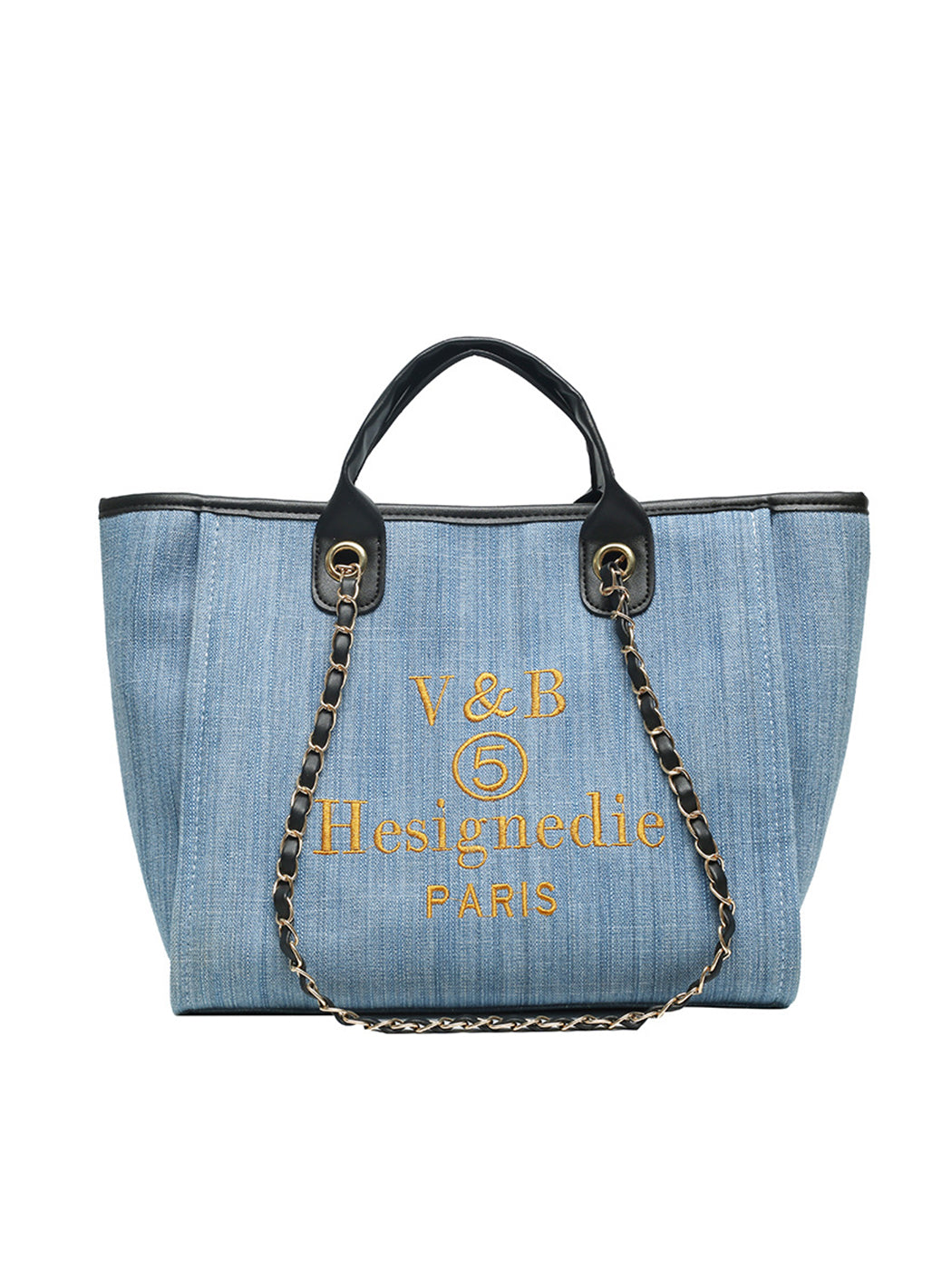 Trendy Denim Large-Capacity Tote Bag