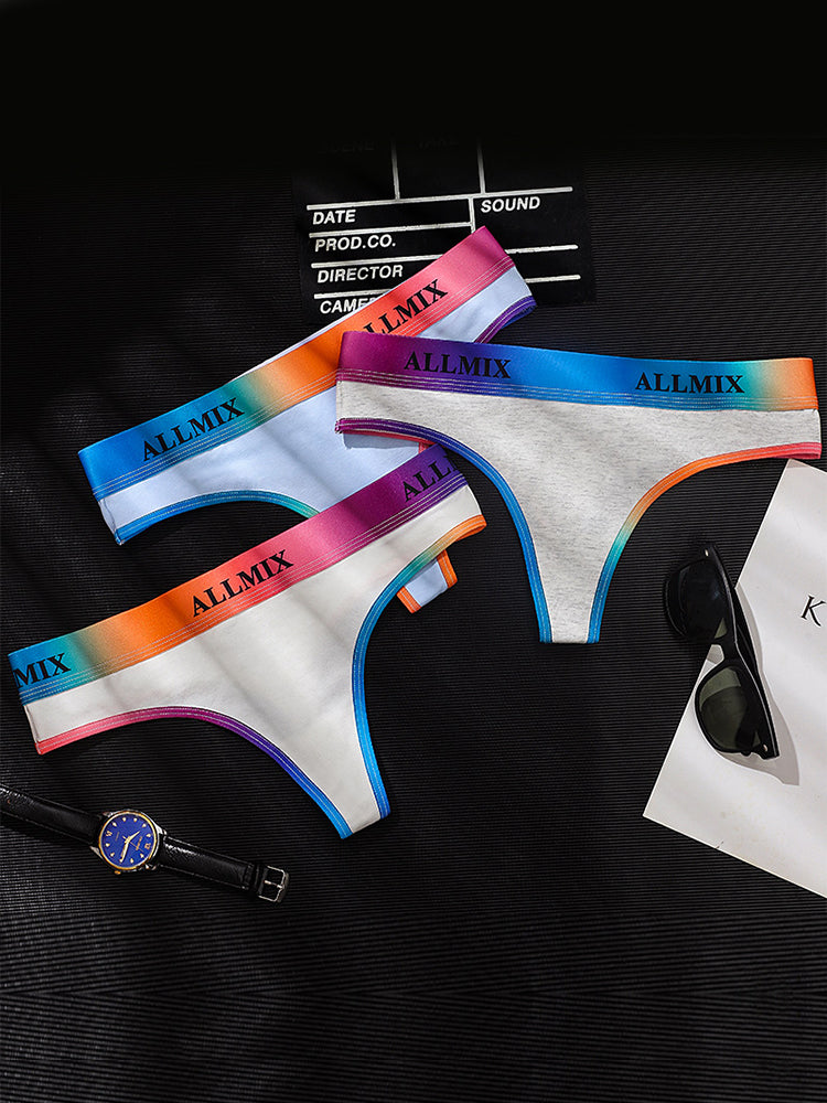 Women's Gradient Rainbow Seamless Low-Rise Thong