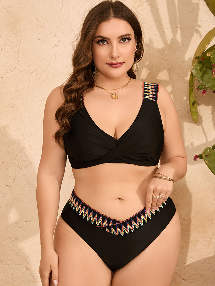 Women's Plus Size Crisscross Bust Bikini Set