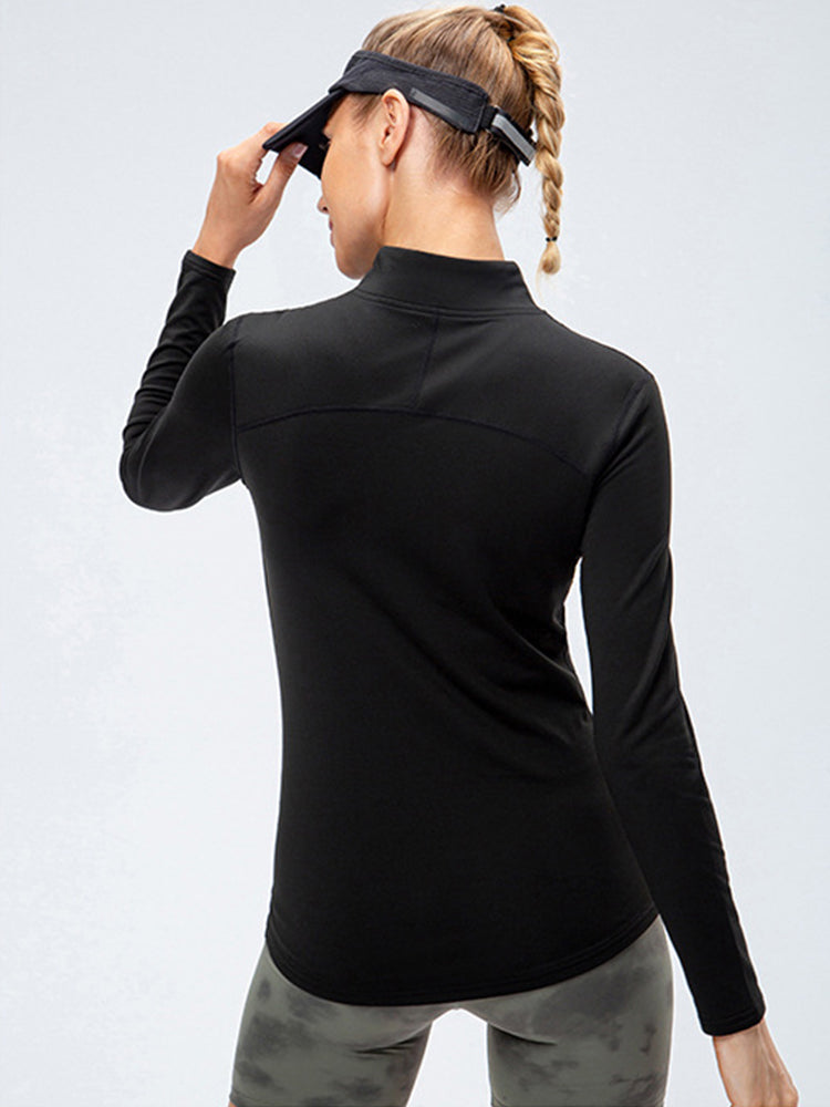 Women's Winter Long Sleeve Fleece Fitness Sports Thermal Tops