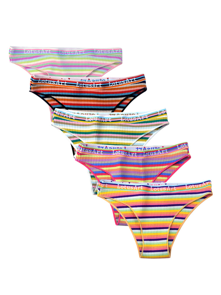 Colorful Striped Ribbed Cotton Briefs&nbsp;