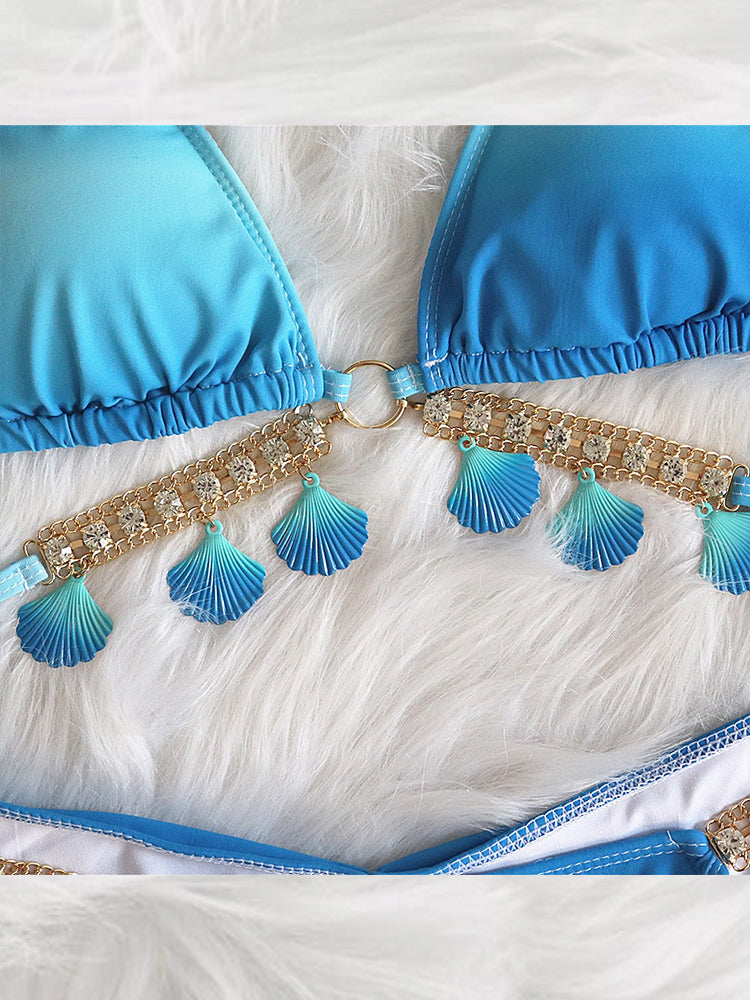 Women's Sexy Crisscross Bikini Set with Ombre Print