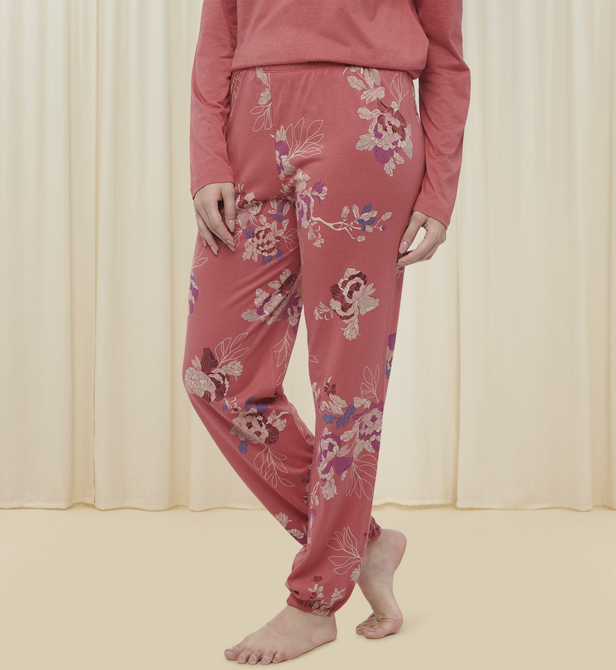 Cotton Pajama Set In Long Sleeves