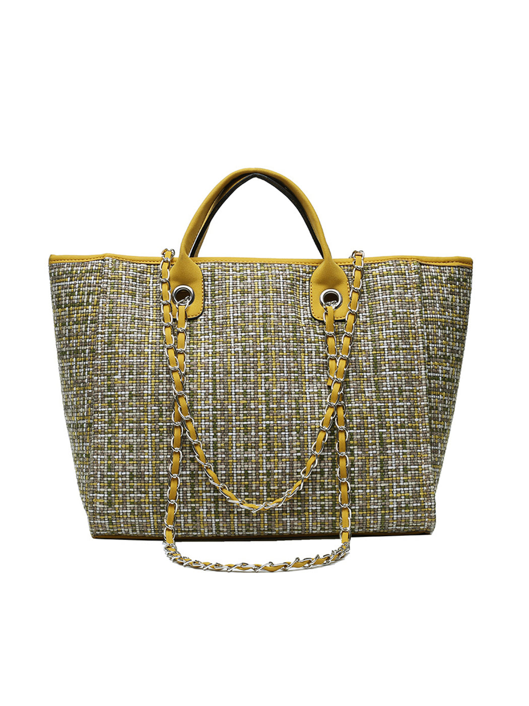 Chic Tweed Chain Tote Bag