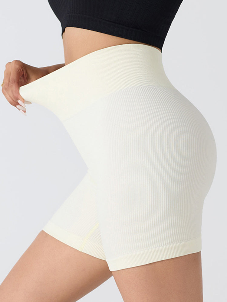 Seamless Ribbed Butt-Lift Biker Yoga Shorts
