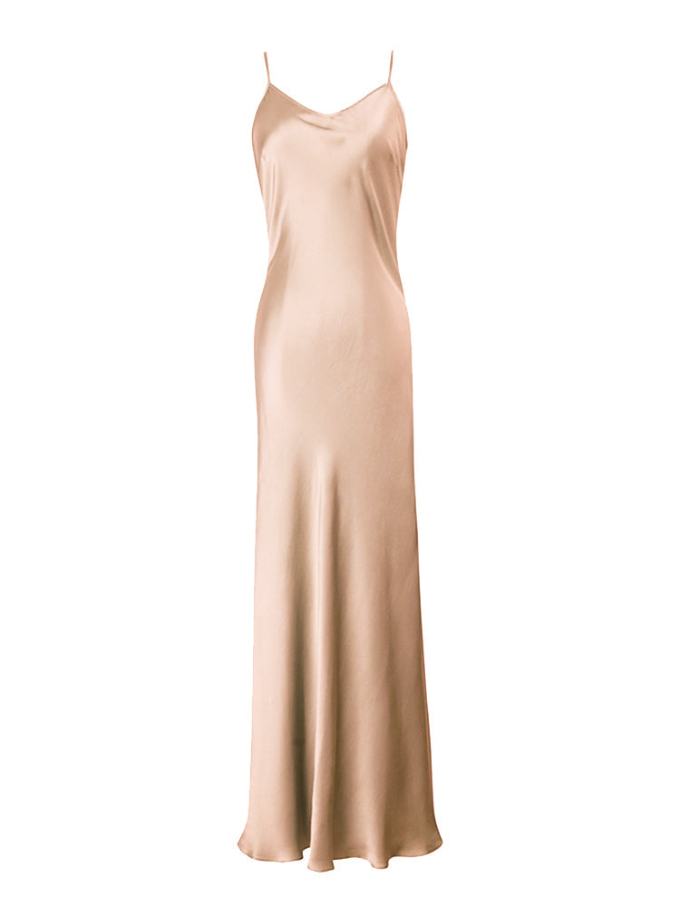 Midnight Sexy Silk Slip Dress Prom Cocktail Midi Dress
