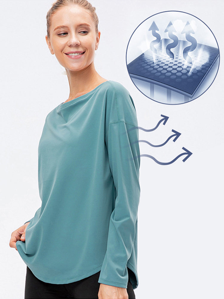 Off-Neck Relaxed Yoga Sports Top