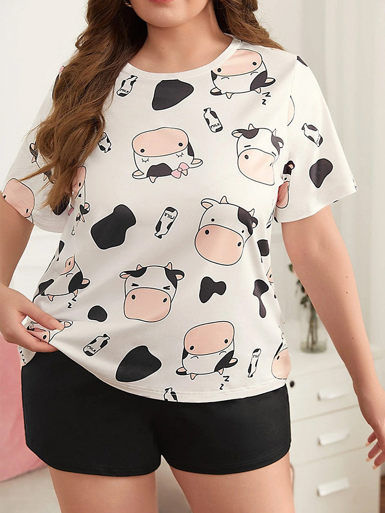 Women's Cute Casual Short-Sleeve and Shorts Pajama Set