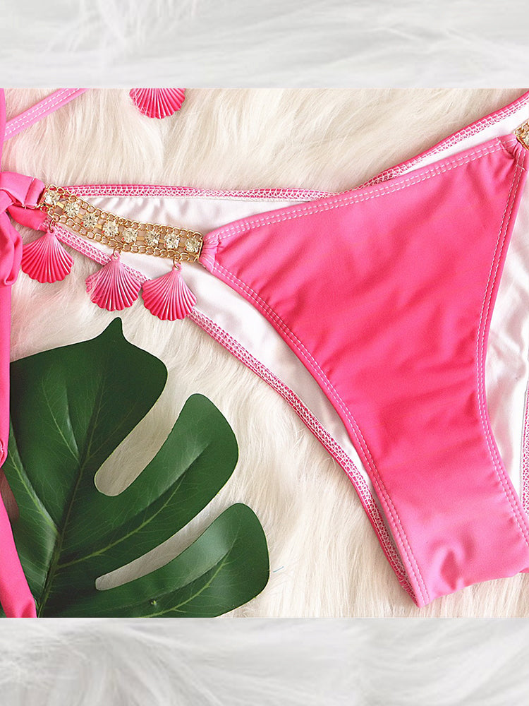 Women's Sexy Crisscross Bikini Set with Ombre Print