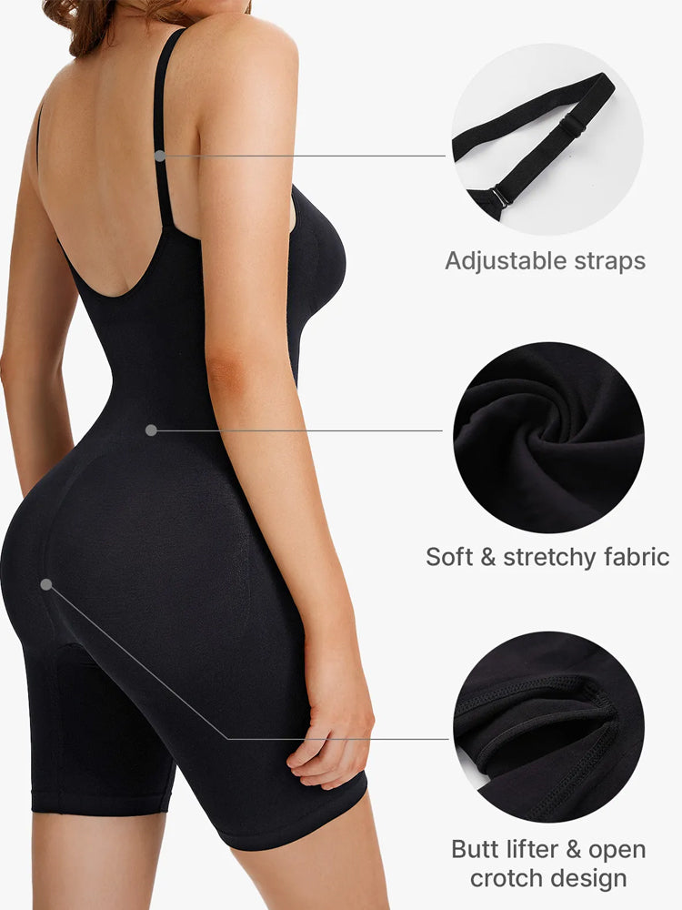 Tummy Control Faja Seamless Sculpting Bodysuit Mid Thigh Shapewear