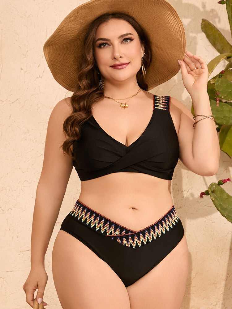 Women's Plus Size Crisscross Bust Bikini Set