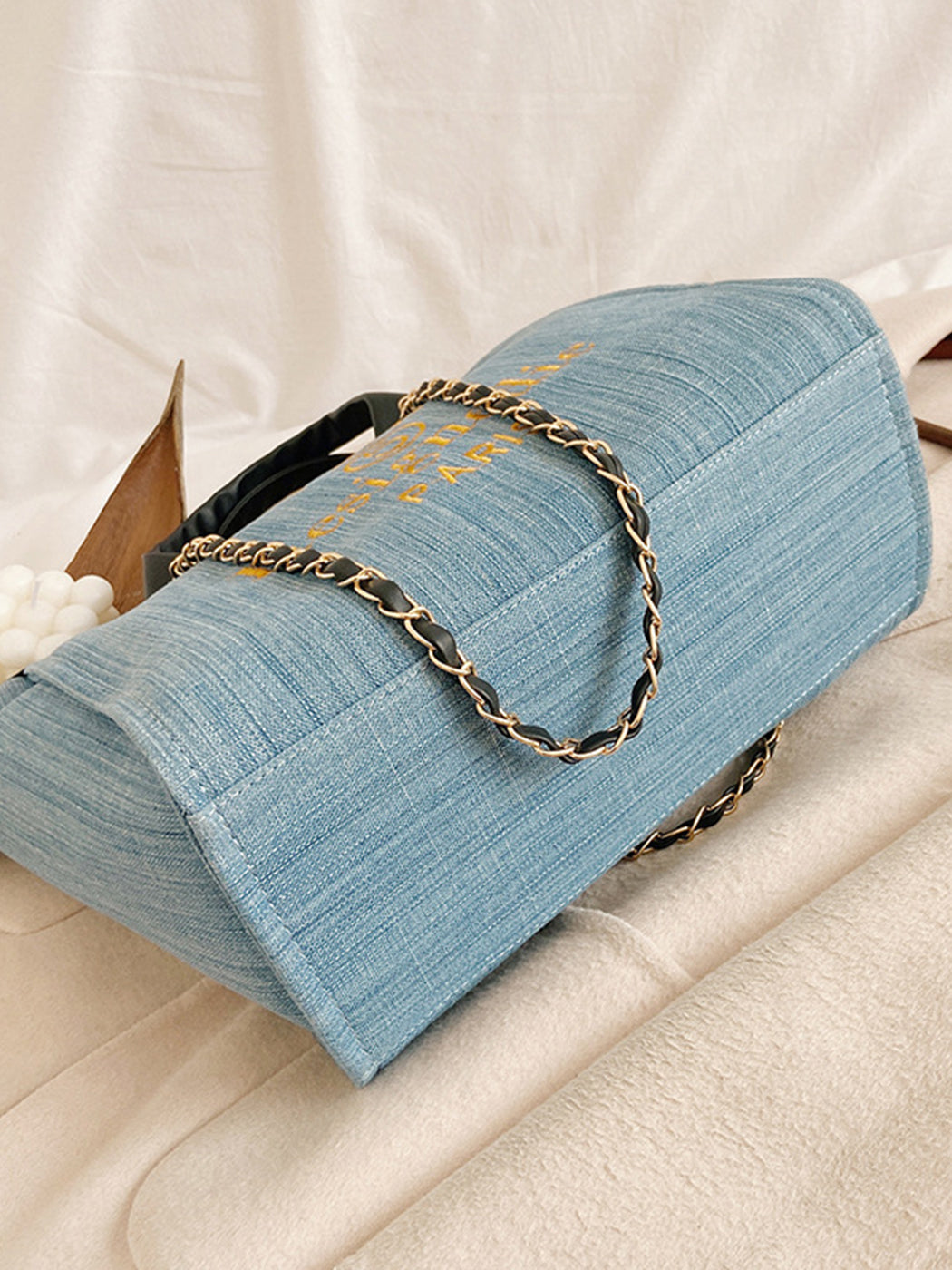 Trendy Denim Large-Capacity Tote Bag