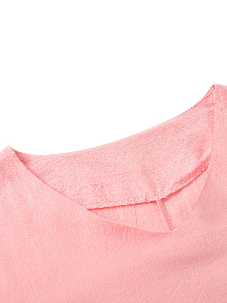 Vintage Short Sleeve V Neck Pockets Dresses