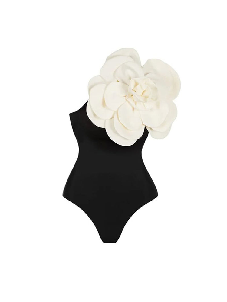 European Style One-Piece Swimsuit - 3D Floral Embroidery Swimwear
