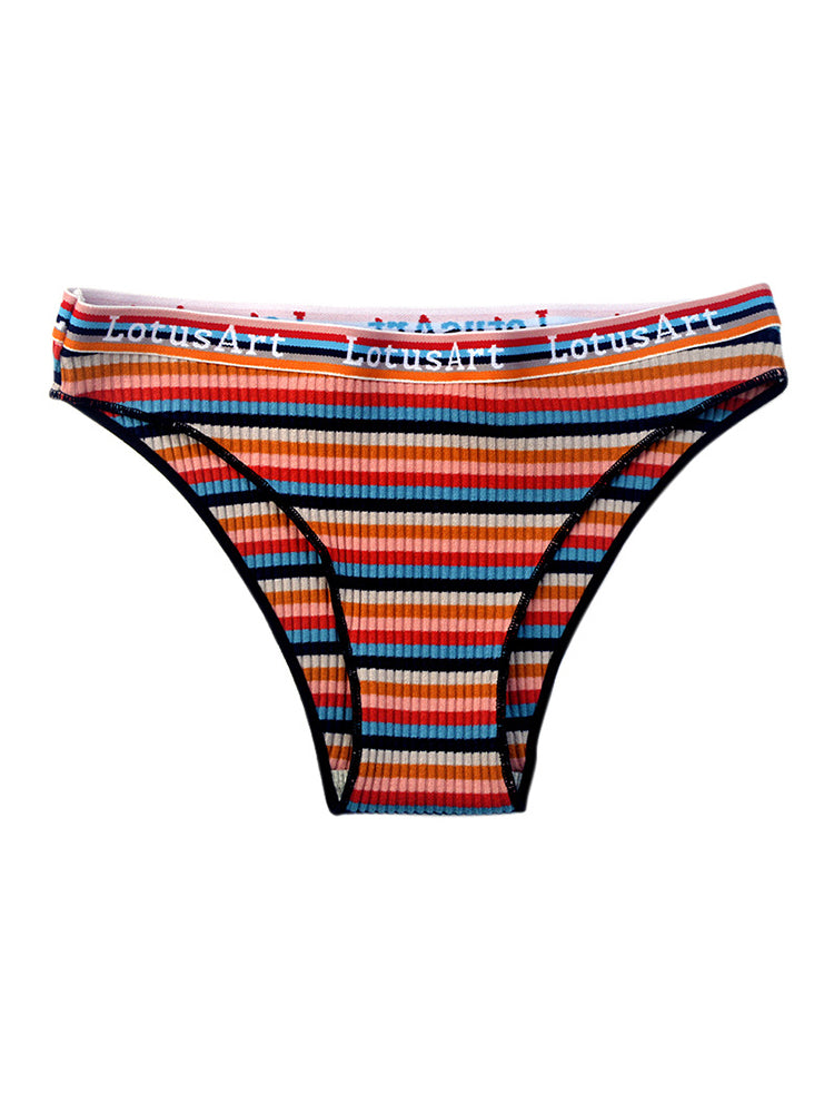 Colorful Striped Ribbed Cotton Briefs&nbsp;